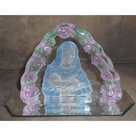 The Glass Gallery Crystal Collection #6 Madonna & Child Handmade Crystal w/Box - Picture 2 of 10